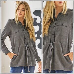 Davi & Dani corduroy Front Aztec Print Jacket Size 1XL